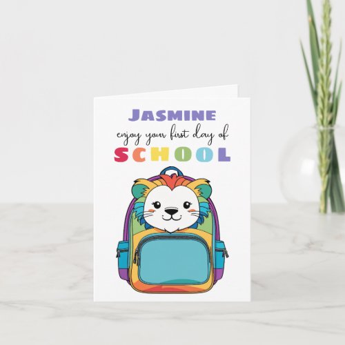 New School Starter Card For Son Daughter cute lion