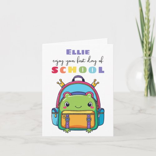 New School Starter Card For Son Daughter frog