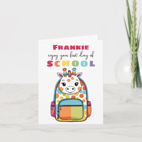 New School Starter Card For Son Daughter giraffe