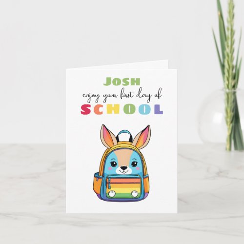 New School Starter Card For Son Daughter kangaroo