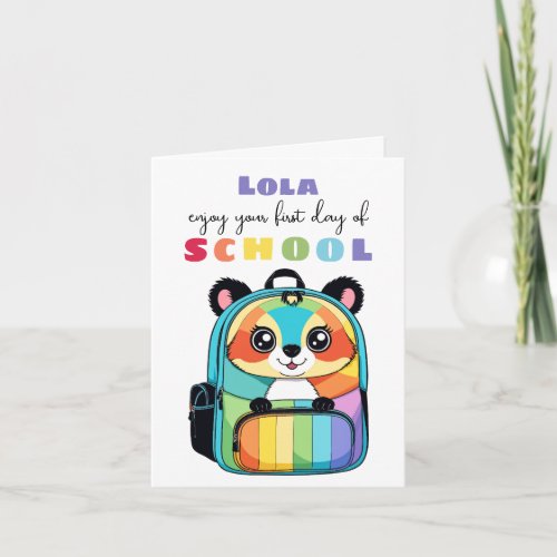 New School Starter Card For Son Daughter Lemur