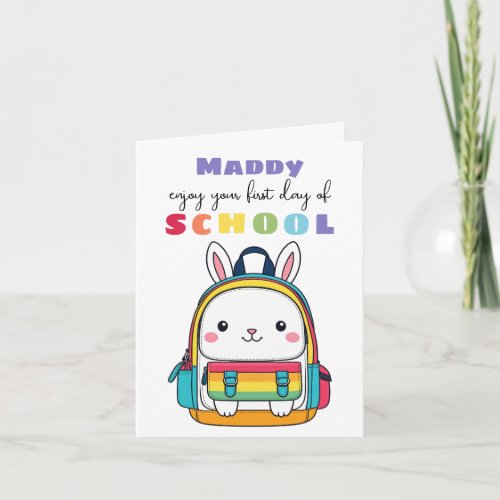 New School Starter Card Son Daughter cute bunny
