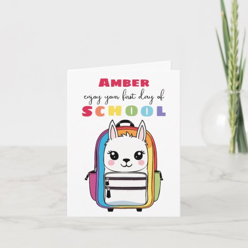 New School Starter Card Son Daughter cute llama