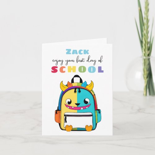 New School Starter Card Son Daughter cute monster