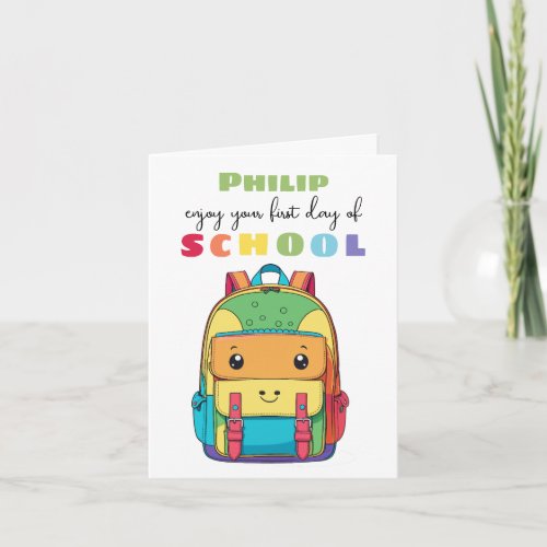 New School Starter Card Son Daughter cute monster