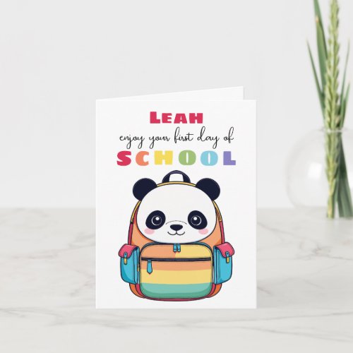 New School Starter Card Son Daughter cute panda