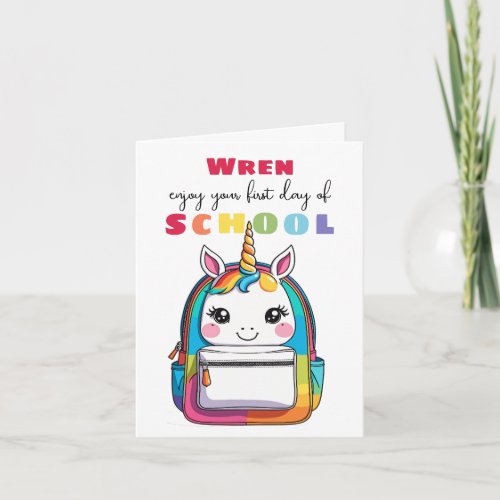 New School Starter Card Son Daughter cute unicorn