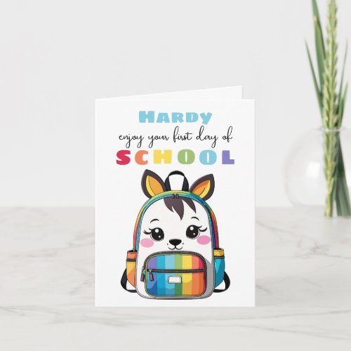 New School Starter Card Son Daughter cute zebra