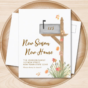 New Season New Home Autumn Moving Announcement Postcard