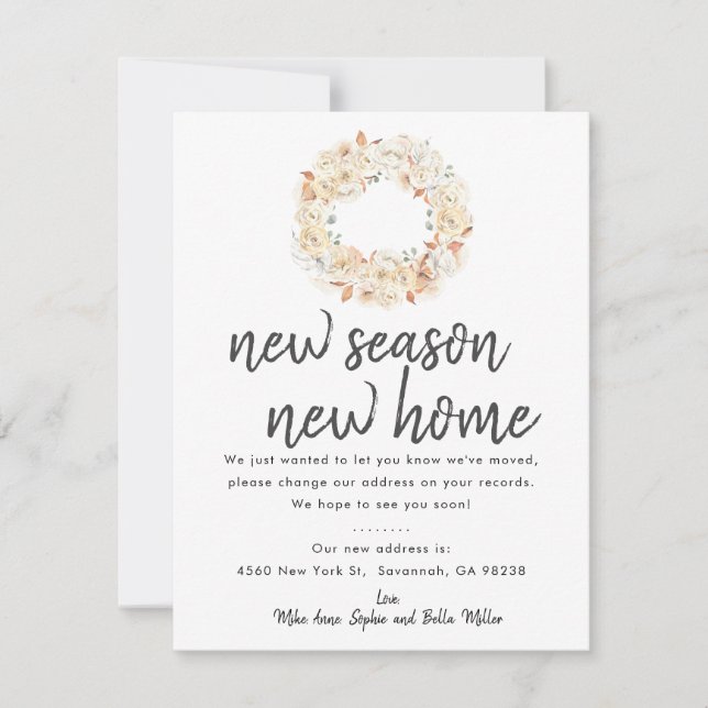 New Season New Home Fall Moving Announcement Card (Front)