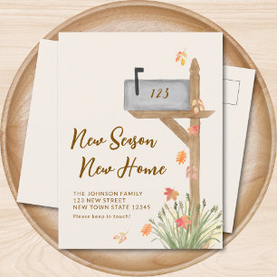 New Season New Home Fall Moving Announcement Postcard