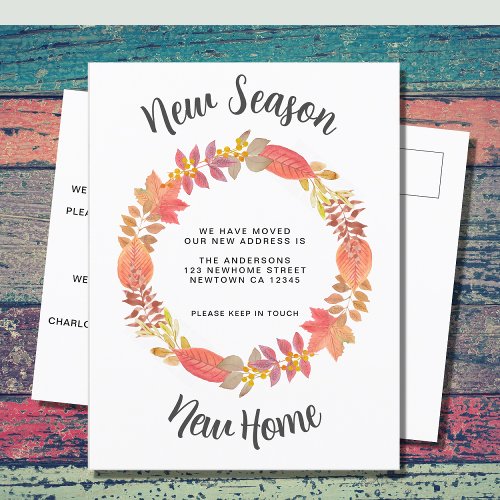 New Season New Home Fall Moving Announcement Postcard