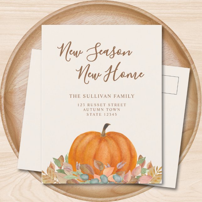 New Season New Home Fall Pumpkin Moving Announcement Postcard (Creator Uploaded)