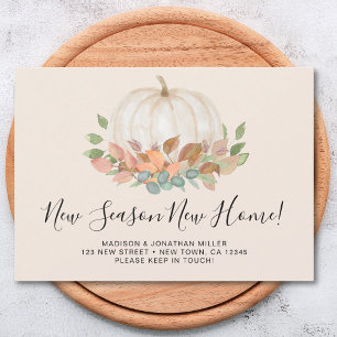 New Season New Home Pumpkin Fall Autumn Moving Announcement