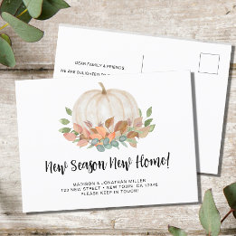 New Season New Home Pumpkin Fall Autumn Moving Announcement Postcard
