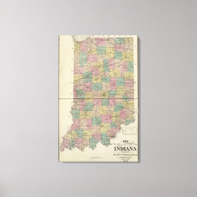 New sectional and township map of Indiana Canvas Print (Front)