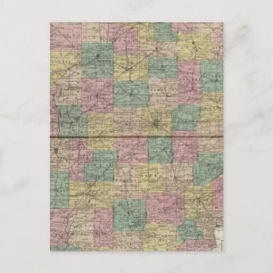 New sectional and township map of Indiana Postcard