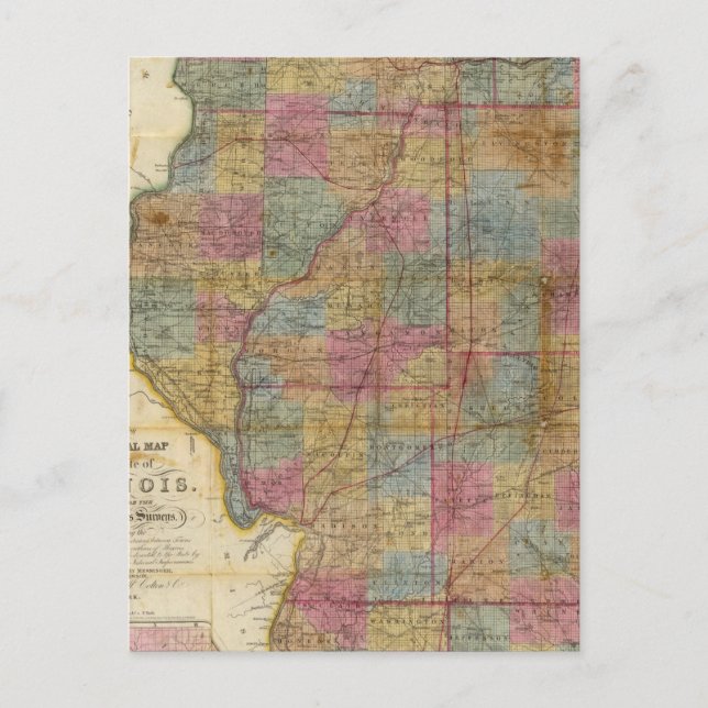 New sectional map of the state of Illinois 2 Postcard (Front)