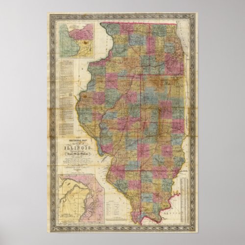 New sectional map of the state of Illinois 2 Poster
