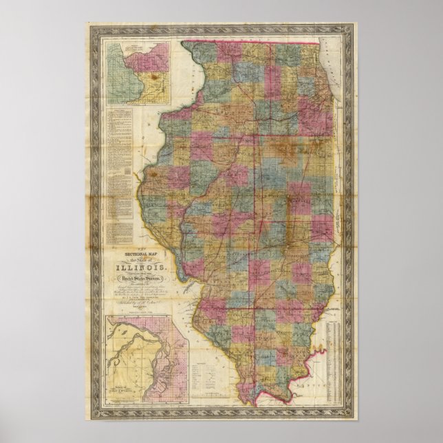 New sectional map of the state of Illinois 2 Poster (Front)