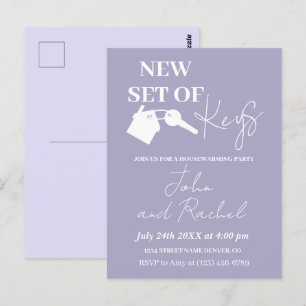 New Set Of Keys Modern Housewarming Party Purple  Postcard