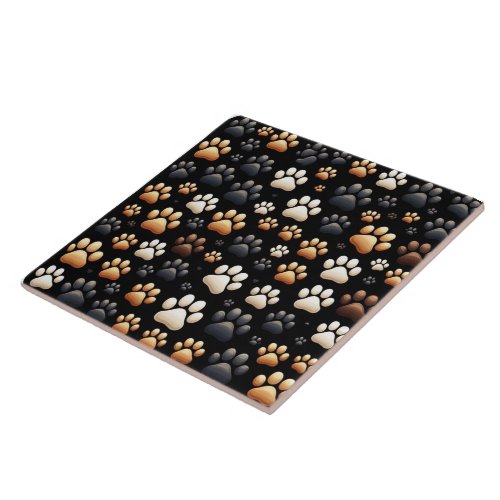 New shape with canine dog paw print  ceramic tile