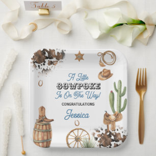 New Sheriff In Town Boy Baby Shower Paper Plates