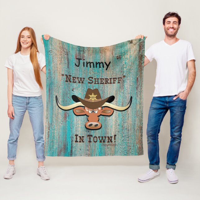 New Sheriff In Town, Longhorn Fleece Blanket (In Situ)