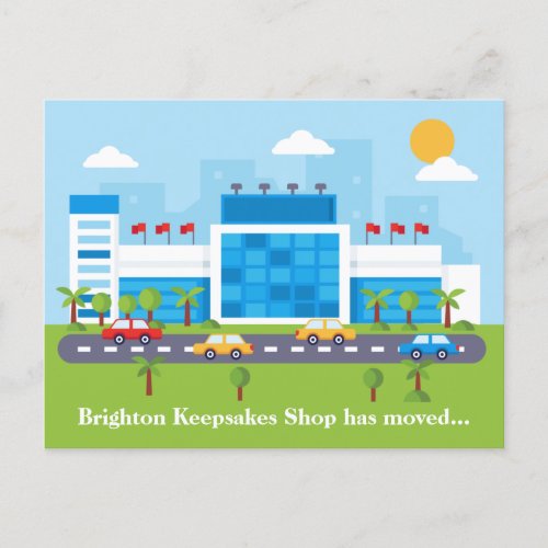 New Shop Address Cute Shopping Mall Store Moving Postcard