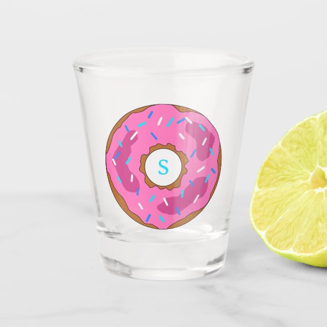 NEW! Shot Glass - Donut - Your Name Initial Custom (Front)