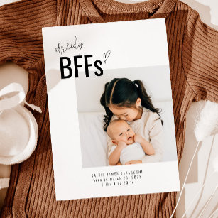 New Sibling Birth Announcement Card   BFFs