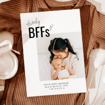 New Sibling Birth Announcement Card | BFFs