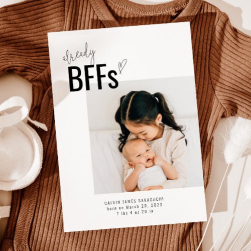 New Sibling Birth Announcement Card  BFFs