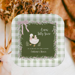 New Silly Goose Is Almost On The Loose Sage Green Paper Plates