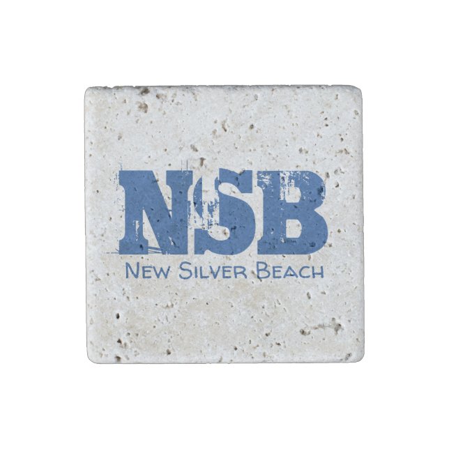 New Silver Beach Travertine Stone Magnet (Front)