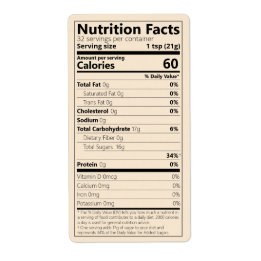 New Single-Ingredient Sugar Nutrition Facts Label