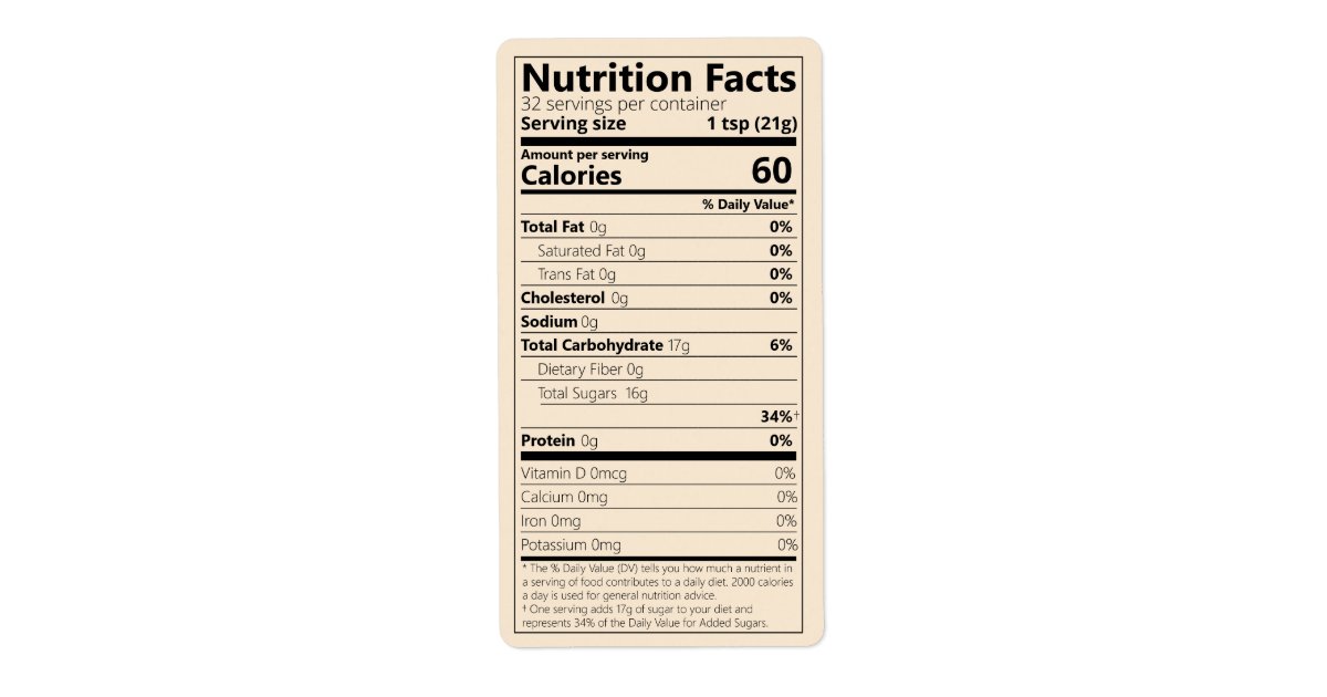 New Single-Ingredient Sugar Nutrition Facts Label | Zazzle