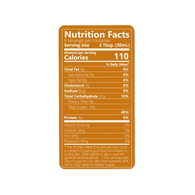New Single-Ingredient Sugar Nutrition Facts Labels (Front)