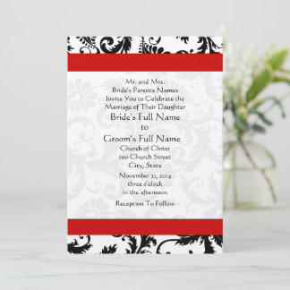 New Sizes Black Damask Swirls Wedding Invitation