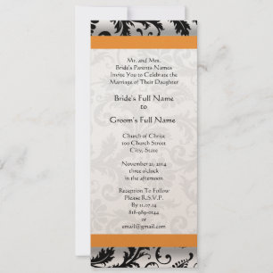 New Sizes  Damask Swirls Wedding Invitation