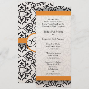 New Sizes  Damask Swirls Wedding Invitation