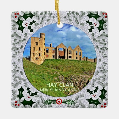 New Slains Castle  Scottish Hay Clan Tartan Xmas Ceramic Ornament