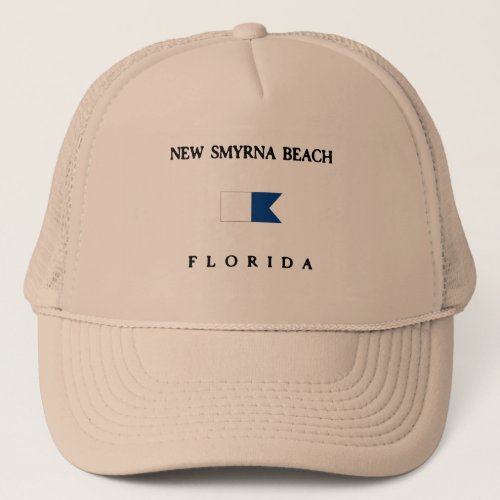New Smyrna Beach Florida Alpha Dive Flag Trucker Hat