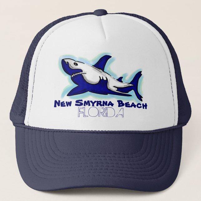 New Smyrna Beach Florida blue shark theme hat (Front)