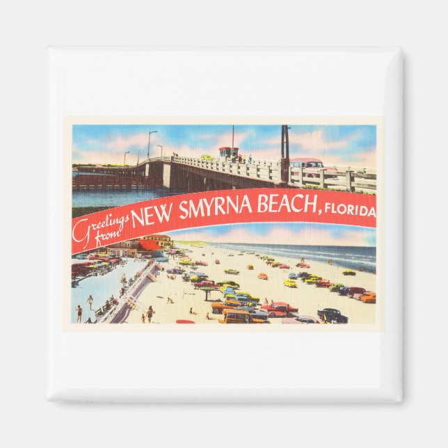 New Smyrna Beach Florida FL Old Travel Souvenir Magnet (Front)