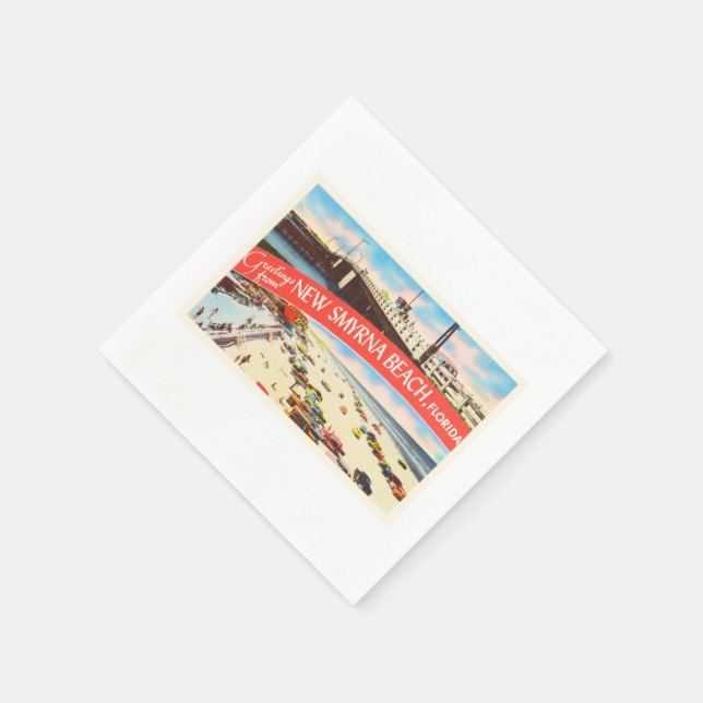 New Smyrna Beach Florida FL Old Travel Souvenir Napkins (Corner)