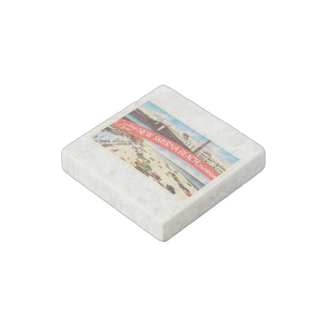 New Smyrna Beach Florida FL Old Travel Souvenir Stone Magnet (Angled)