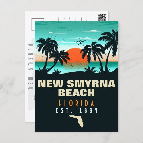 New Smyrna Beach Florida Retro Sunset Souvenirs Postcard