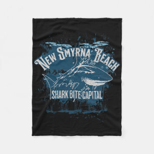 New Smyrna Beach Shark Bite Catal Of The World Gra Fleece Blanket