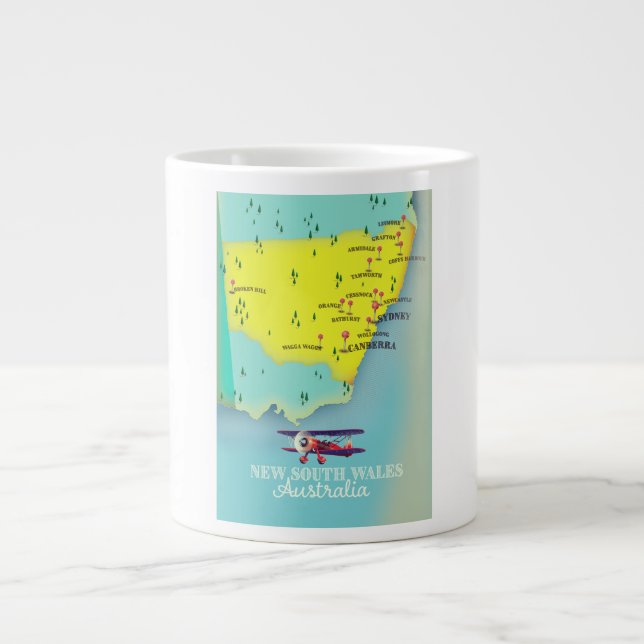 New South Wales Australia map Giant Coffee Mug (Front)
